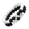 bracelet de couple en perle blanche et noir