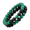 bracelet de couple malachite et pierre de lave