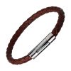 Bracelet Cuir Bordeaux Tresse ronde pour Homme avec Fermoir Clips Bracelets tendances.fr