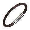 Bracelet Cuir Tressé Couleur Café pour Homme Fermoir Clips Bracelets tendances.fr