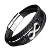 Bracelet Infini sur Cuir Trois Tours Noir Bracelets tendances