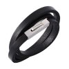 Bracelet Homme Cuir Noir Triple Tours Fermoir Acier Rectangulaire Bracelets tendances