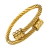 Bracelet Homme Acier Cable Torsadé Doré Embouts Or Bracelets-tendances.fr