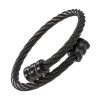 Bracelet Homme Acier Cable Torsadé Noir Embouts Noir Bracelets-tendances.fr