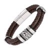 Bracelet homme ethnique en cuir marron double rang
