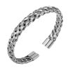 Bracelet Homme Jonc en Acier Tressé Couleur Argent