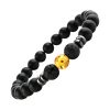 Bracelet Homme Perle Ambre & Pierres Volcaniques Noir Bracelets Tendances