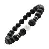 Bracelet Homme Perle Howlite Blanche & Pierres Volcaniques Noir Bracelets Tendances
