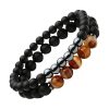 Bracelet Perles Double Oeil de tigre et Pierres Volcaniques Bracelets tendances