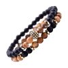 Bracelet en Pierres Naturelles Volcanique Noir & Perles Beiges sur Inserts dorés Bracelets tendances.fr