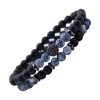 Bracelet en Pierres de Lave Noir & Perles Bleues Double Bracelets-tendances.fr