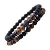 Bracelet en Pierres de Lave Noir & Perles œil de Tigre Double Bracelets-tendances.fr