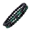 Bracelet en Pierres de Lave Noir & Perles Vertes Double Bracelets-tendances.fr
