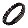 Bracelet Homme Cuir & Perles Agate Double Bracelets-tendances.fr