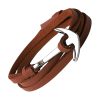 Bracelet Ancre Homme en Cuir Brun Triple Tours