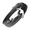 Bracelet Ancre Homme en Cuir Gris Triple Tours