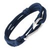 Bracelet Cordon Navy & Hameçon en Acier Brillant - Bracelet-tendances