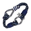 Bracelet Cordon Marin avec Manille Acier sur Corde Noir & Navy - Bracelets-tendances