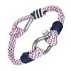 Bracelet Marin Manille Ronde en Acier sur Cordon Bleu Blanc Rouge - Bracelet Tendances
