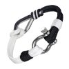 Bracelet Marin avec Manille Acier sur Corde Noir & Blanc - Bracelets Tendances