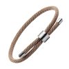 Bracelet Cordon Beige & Insert Acier Argenté Brillant - Bracelet Tendances