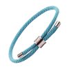 Bracelet Cordon Bleu Ciel & Insert Acier Chrome - Bracelet Tendances