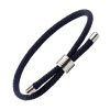 Bracelet Cordon Navy Bleu Marine & Insert Acier Brillant - Bracelet Tendances