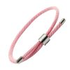 Bracelet Cordon Rose Tressé & Insert Central & Embout en Acier - Bracelet Tendances