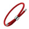 Bracelet Cordon Tressé Rouge avec Insert Central & Embout en Acier - Bracelet Tendances