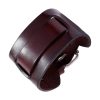 bracelet de force passant central en cuir bruni