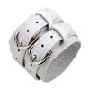 Bracelet de Force en Cuir Blanc Double Boucle Acier sur Bracelets-tendances.fr