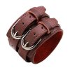 Bracelet de Force en Cuir Marron Double Boucle Acier sur Bracelets-tendances.fr