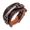 Bracelet de Force en Cuir Marron Insert Acier sur Bracelets-tendances.fr