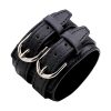 Bracelet de Force en Cuir Noir Double Boucle Acier sur Bracelets-tendances.fr