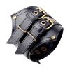 Bracelet de Force en Cuir de Couleur Noir Vieillis Double Boucle Acier Bronze Bracelets-tendances.fr