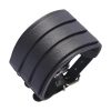 bracelet de force large en cuir noir avec 3 passants ajustable