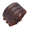 bracelet de force large en cuir marron avec 3 passants ajustable