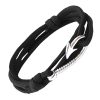Bracelet Cordon Noir & Hameçon en Acier Argenté - Bracelet-tendances