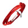 Bracelet Homme Ancre Acier Cordon Rouge Bracelets-tendances.fr