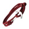 Bracelet Homme Ancre Acier Cordon Bordeaux Bracelets-tendances.fr