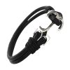 Bracelet Ancre Argent Cuir Noir Vieilli pour Homme Bracelets tendances