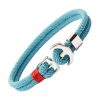 Bracelet Homme Ancre Marine Acier sur Double Cordon Bleu-Bracelets-tendances.fr