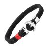 Bracelet Homme Ancre Marine Acier sur Double Cordon Noir | Bracelets-tendances.fr