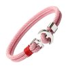 Bracelet Homme Ancre Marine Acier sur Double Cordon Rose | Bracelets-tendances.fr