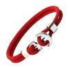 Bracelet Homme Ancre Marine Acier sur Double Cordon Rouge | Bracelets-tendances.fr
