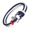 Bracelet Manille Acier Cordon Bleu Blanc Rouge Bracelets tendances