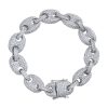 Gourmette Homme en Grains de Café Acier Argenté Glacé Diamants Zircon Bracelets-tendances.fr