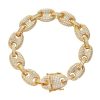 Bracelet Homme Luxe en Grains de Café Acier Or Glacé Diamants Zircon Bracelets-tendances.fr