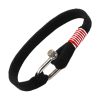 Bracelet Manille Métal sur Corde Plate Noir Bracelets Tendances