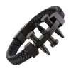 Bracelet Luxe 3 Clous Acier Noir sur Cuir Bracelets-tendances.fr